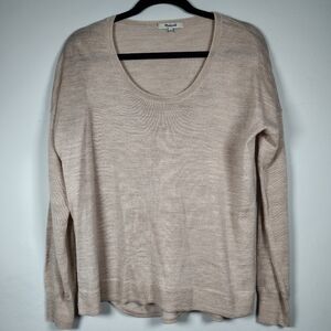 Madewell Women's Wool Blend Light Tan Crew Neck Sweater Size Small